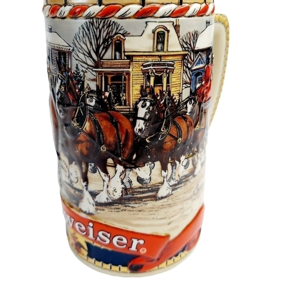 Budweiser Holiday Steins Collectible Holiday Stein Series (Year 1986) 2 Beer Mug